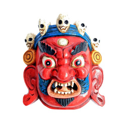 Maska tybetańska Mahakala czerwona 20 cm Tybet
