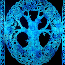 Narzuta na łóżko orientalna drzewo niebieskie kapa batik Indie 140x210