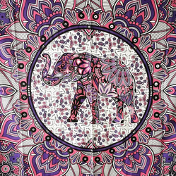 Narzuta na łóżko orientalna mandala słoń (bawełna, Indie, 240x210 cm)