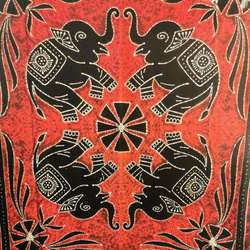 Narzuta na łóżko orientalna słoń bordowa (kapa, Indie, 210x240)