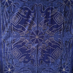 Narzuta na łóżko orientalna słoń fioletowa indygo (kapa, Indie, 210x240)