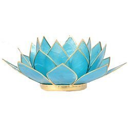 Niebieski świecznik kwiat lotosu (masa perłowa, czakra)