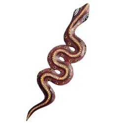 Płaskorzeźba wąż, czarny z kolorowym wzorem (50cm, drewno, Indonezja)