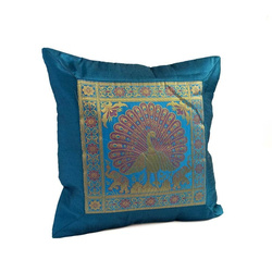 Poszewka na poduszkę 40x40 (paw, turkus, niebieska, orient, Indie) 