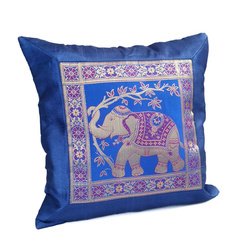 Poszewka na poduszkę, niebieska ze słoniem 40x40 Indie