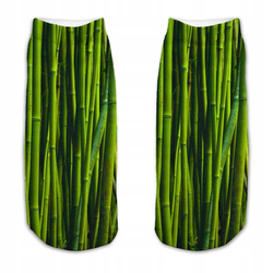 Skarpetki stopki zielono-białe bambusy FULLPRINT