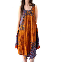 Sukienka parasolka pomarańczowa (przewiewna, na lato, Indie)