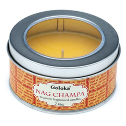 Świeczka sojowa Nag Champa Goloka ( zapachowa w puszcze, z pokrywką)