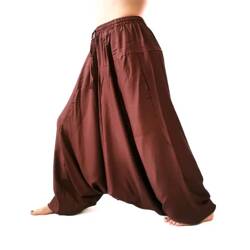 Szarawary spodnie cienkie alladynki brązowe Indie