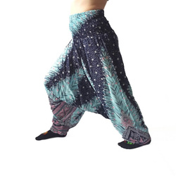 Szarawary spodnie cienkie alladynki joga pióra Indie