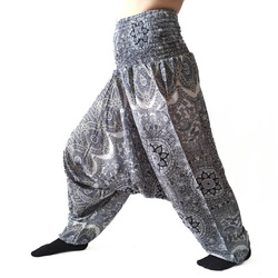 Szarawary spodnie cienkie alladynki joga szare mandala Indie