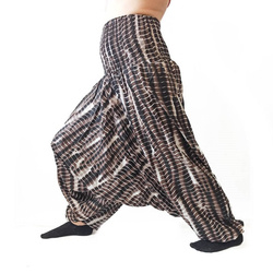 Szarawary spodnie cienkie alladynki spodnie joga czarno-białe wzory Indie
