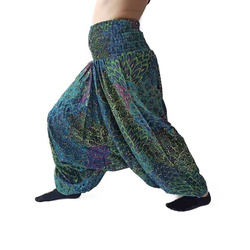 Szarawary spodnie cienkie alladynki spodnie joga morskie wzory Indie