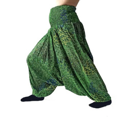 Szarawary spodnie cienkie alladynki spodnie joga zielone Indie
