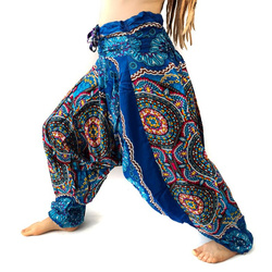Szarawary spodnie niebieskie przewiewne (alladynki, do jogi, kolorowa mandala)