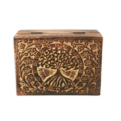Szkatułka drewniana pudełko na drobiazgi rzeźbiona drzewo Indie