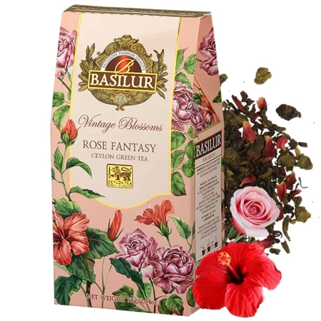 Zielona herbata liściasta z różą i hibiskusem, Rose Fantasy Basilur 75g