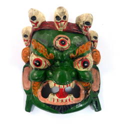 Zielona maska Mahakala, Tybet (wys. 20 cm)