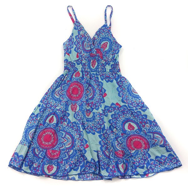 Niebieska sukienka na ramiączkach, orientalna, Indie, L/XL - sklep  orientalny 