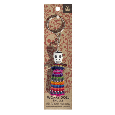Brelok na klucze worry doll, laleczka z czaszką (Gwatemala, rękodzieło)
