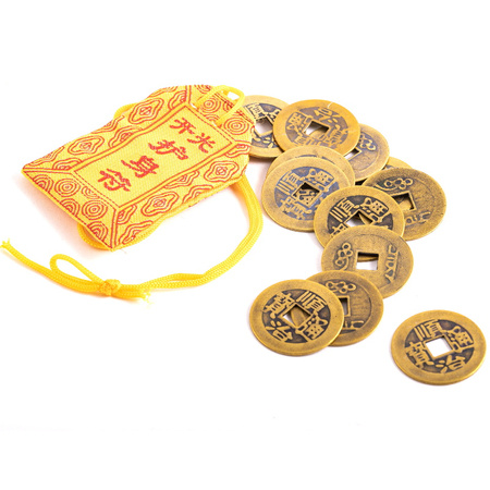 Chińskie monety szczęścia 12 sztuk feng shui bogactwo amulet talizman