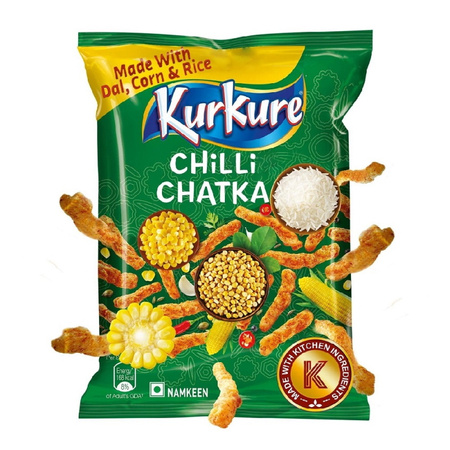 Chipsy kukurydziano - ryżowe, Chilli Chatka KurKure, 90g