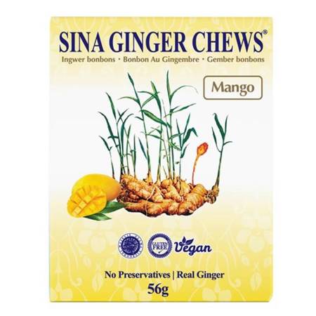 Cukierki imbirowe rozgrzewające o smaku mango (Ginger candy, 56g)