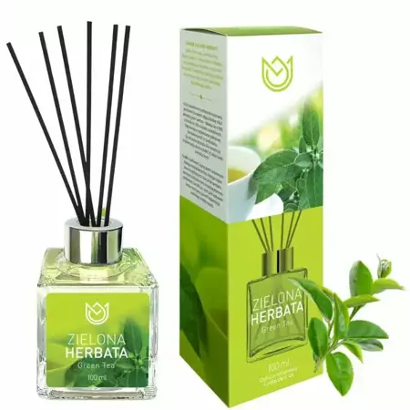 Dyfuzor zapachowy z patyczkami, odświeżacz powietrza Zielona herbata, Naturalne Aromaty 100ml