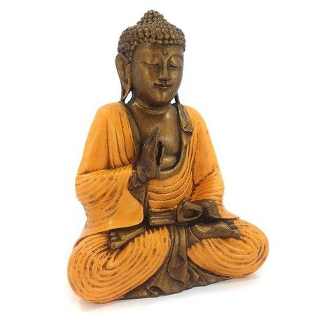 Figurka Budda Buddha pomarańczowa szata 31cm Indie