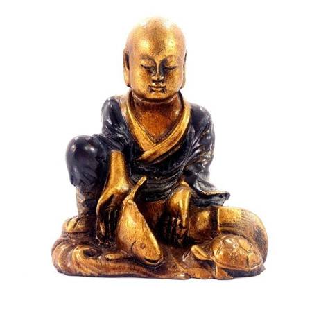 Figurka Budda Buddha z rybą i żółwiem złoty