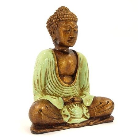 Figurka Budda w miętowej szacie  (Indie, rzeźba, Buddha) 17 cm 