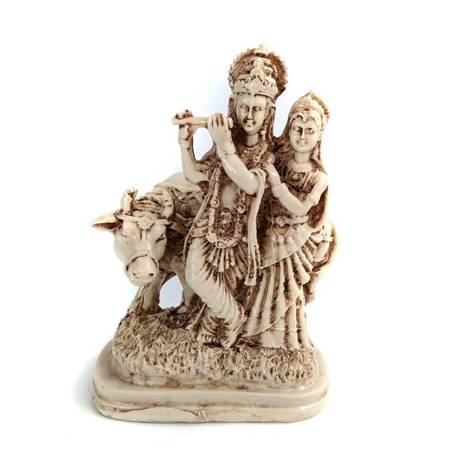 Figurka Krishna Kryszna dekoracja, kremowa 23 cm
