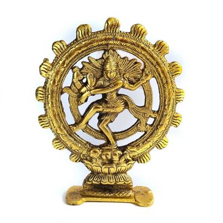 Figurka Shiva, Nataradża kolor złoty (Indie, 18 cm)