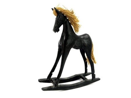 Figurka drewniana koń na biegunach (czarny, Indie)