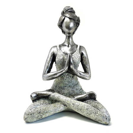 Figurka joginka biało - srebrna (joga, rękodzieło, 24 cm)