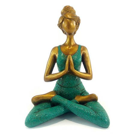 Figurka joginka kwiat lotosu turkusowa 23cm (joga, piękna, medytacja, Indie)