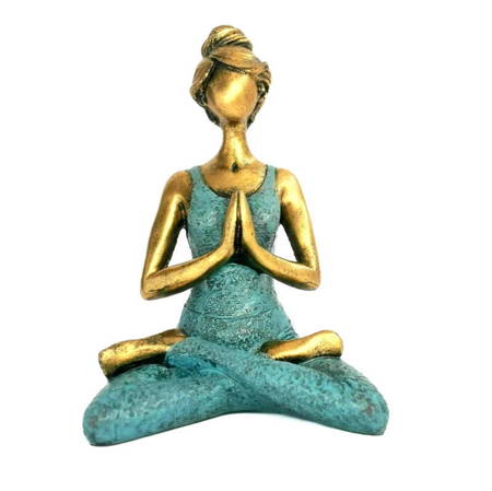 Figurka joginka złoto - turkusowa (joga, rękodzieło, 24 cm)