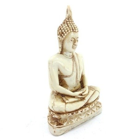 Figurka kremowa budda, w gładkiej szacie (Budda, Buddha) 14 cm 