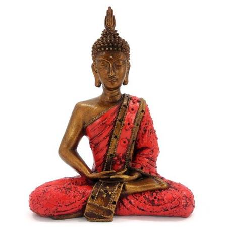 Figurka medytującego Buddy w czerwonej szacie (Budda, Buddha) 28 cm