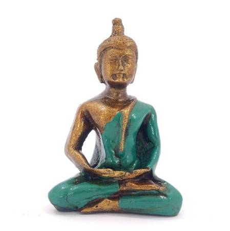 Figurka medytującego Buddy z turkusowej szacie (Budda, Buddha) 8 cm 