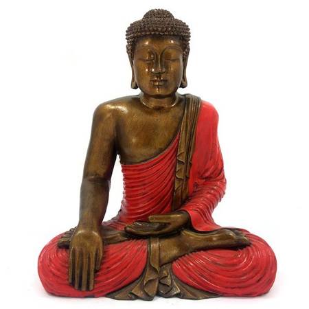 Figurka medytujący Budda Buddha czerwona szata 40cm Indie mudra Varada