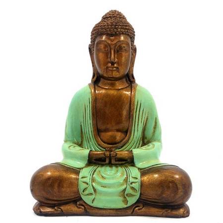 Figurka medytujący Budda Buddha turkusowa szata 30 cm Indonezja