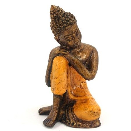 Figurka śpiący Budda, pomarańczowa (Buddha, rzeźba) 9 cm 