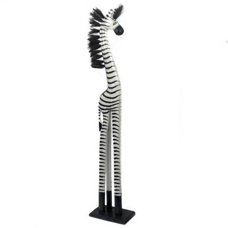 Figurka zebra stojąca, drewno (rękodzieło 100cm)