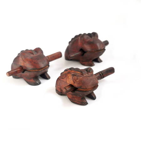 Instrument śpiewająca żaba (figurka, drewniana, brąz)