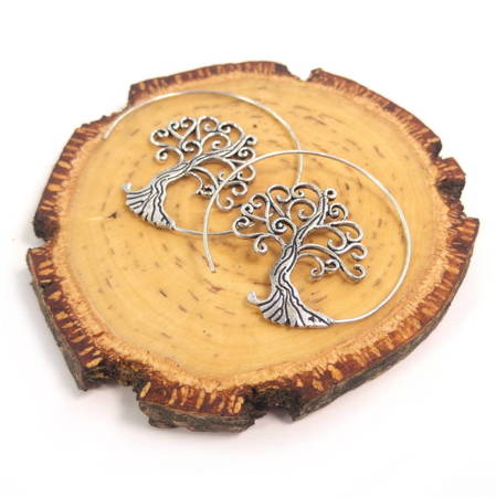 Kolczyki drzewo, srebrny kolor (metalowe, orientalne)