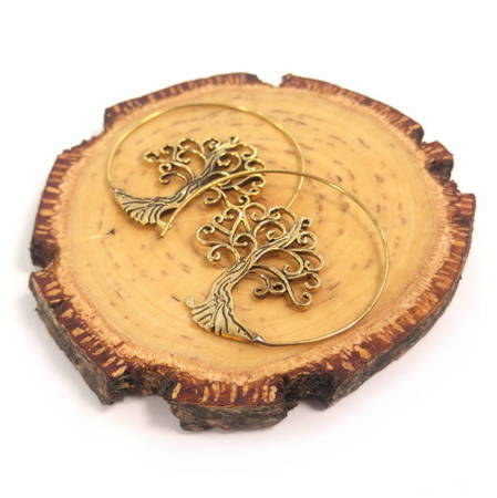 Kolczyki drzewo, złoty kolor (metalowe, orientalne)