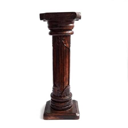 Kolumna brązowa drewniana rzeźbiona (kwietnik, postument, filar 60 cm)