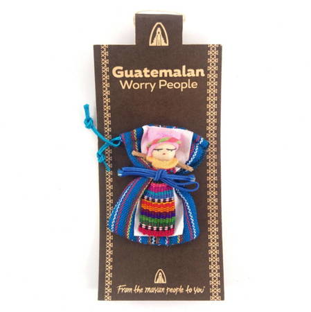 Laleczka worry dolls (niebieski, Gwatemala, 6cm)