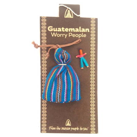 Laleczki worry dolls, zestaw 6szt (niebieski, Gwatemala, 2cm)